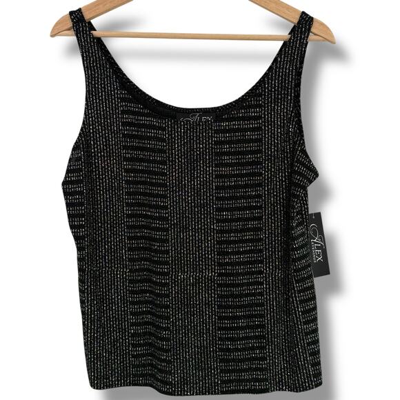 Alex Evenings 2-piece Jacket Tank Shell Glitter Stripe Shirt Set Size Small - Picture 3 of 5